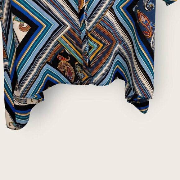 Melissa‎ Paige Womens Top Sz 2X Striped Blue Gold Button Blouse Cottagecore Plus - Picture 5 of 10